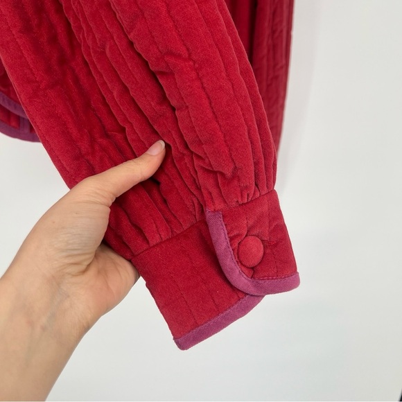 Free People Natalia Red Velvet Quilted Structured Colorful Bohemian Jacket XS - Picture 4 of 9